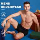 BAMBOO COOL Men's Ultra ComfortSoft Underwear, Moisture Wicking & Breathable No Ride Up Boxer Briefs with Fly, Multipack (Black, XXL)