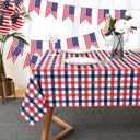 Waterproof Plaid Tablecloth Fabric - Square 58x58 Inch Classic Gingham Checker Table Cloth for Indoor/Outdoor Use - Buffalo Table Cover for Picnics, BBQs, and Parties (Red Blue)