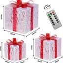 Vanleonet Set of 3 Christmas Lighted Gift Boxes, Christmas Decorations Indoor Outdoor 50 LED Transparent Lighted Boxes for Christmas Tree Decorations