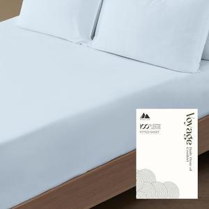 Mayfair Linen 100% Egyptian Cotton King Fitted Sheet Only - Luxury 600 Series Voyage Collection 16" Deep Pocket Cotton Fitted Sheet King (Light Blue), Soft, Cooling Sateen Weave Hotel Bottom Sheets