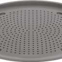 GoodCook AirPerfect 14" Insulated Nonstick Carbon Steel Pizza Pan with Cutting Guides, Perforated Nonstick Pizza Pan, Gray