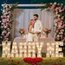 Marry Me Light-up Letters Sign: Big Will You Marry Me Sign 2.3FT Large Marquee Letters Light up Sign for Wedding Engagement Proposal Party Decorations with 2000 Red Rose Petal Make Romantic