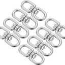 PATIKIL Double Ended Swivel Eye Hook M6 Working Load 120kg/264 lbs, 8 Pack 304 Stainless Steel Eye to Eye Swivel Shackle Ring Connector for Marine Mooring Hanging