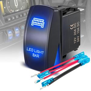Anina LED Light Bar Rocker Switch 12/24V 5 Pin Laser Engraved ON/Off for Polaris Ranger UTV Ranger RZR Truck Can-Am Car Boat Marine ATV with Jumper Wire