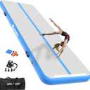 Air Mat Tumble Track Gymnastics Tumbling Mat Inflatable Floor Mats With Electric Air Pump for Home Use/Tumble/Gym/Training/Cheerleading/Parkour/Beach/Park/Water, Size 20ftx3.3ftx4inch, Light Blue