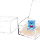 BENECREAT 2Pcs Acrylic Box with Lid, 4x4x2.3inch Clear Cube Display Case Storage Boxes Organizer Containers for Wedding Birthday Gift Packing Jewelry Office Supplies Storage