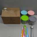 Ice Cream Pints Cup, Ice Cream Storage Container with Lids and Spoons, 4Pcs Plastic Icecream Food Storage Tubs Jars for Home Kitchen Freezer