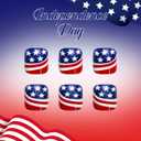24Pcs Independence Day Press on Toenails Short Square WLGDLH 4th of July Toenail Press ons Glossy Fake Toe Nails Star Flag Lines False Toenails Full Cover Acrylic Glitter Glue on Toenail for Women