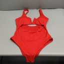 Meyeeka Womens One Piece Swimsuits Tummy Control Bathing Suit for Women Push Up Swimwear V Neck High Cut Monokini (Medium, Red)