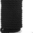 Tenn Well Black Macrame Cord 10mm, 50 Feet 3Ply Twisted Thick Cotton Rope for Crafts, Wall Hangings, Plant Hangers, Knotting, Halloween Decor