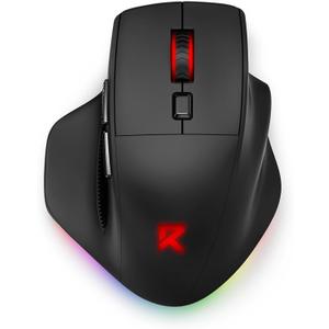 Redragon Large Wireless Gaming Mouse for Big Hands, Tri-Modes 2.4G/Bluetooth/Wired Rechargeable Ergo RGB Mouse with 2 Side Buttons, 12800 DPI, 6 Backlit Modes, Programmable Macro Gamer Mouse