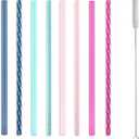 2 x Ello Impact 8 Pack Reusable Plastic Straws, Dishwasher Safe, BPA-Free with Cleaning Brush,Rosewater