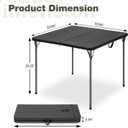 34" Square Folding Table for 4 Person, 330lbs Weight Capacity Foldable Table with HDPE Tabletop & Heavy-Duty Steel Legs, Large Portable Picnic Table for Indoor Outdoor Parties, Camping, Black, 34" x 34" x 28.54"