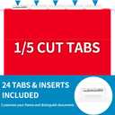 24 Pack Hanging File Folders, Letter Size with 1/5-Cut Adjustable Tabs, 12 Selected Color - File Folder Organizer for Filing Cabinet Office Home, Designed for Bulky Files, Medical Charts