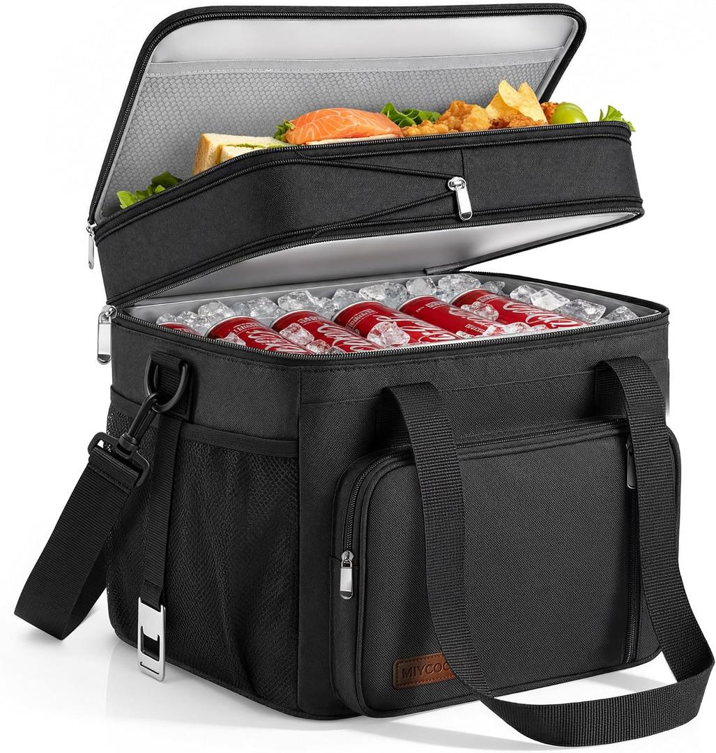 MIYCOO 36 Can Cooler Bag, Expandable Double Deck Lunch Bag for Men Women | Leakproof & Collapsible Portable Soft Cooler, Large Insulated Ice Chest for Work, Travel, Picnic, Camping, Shopping