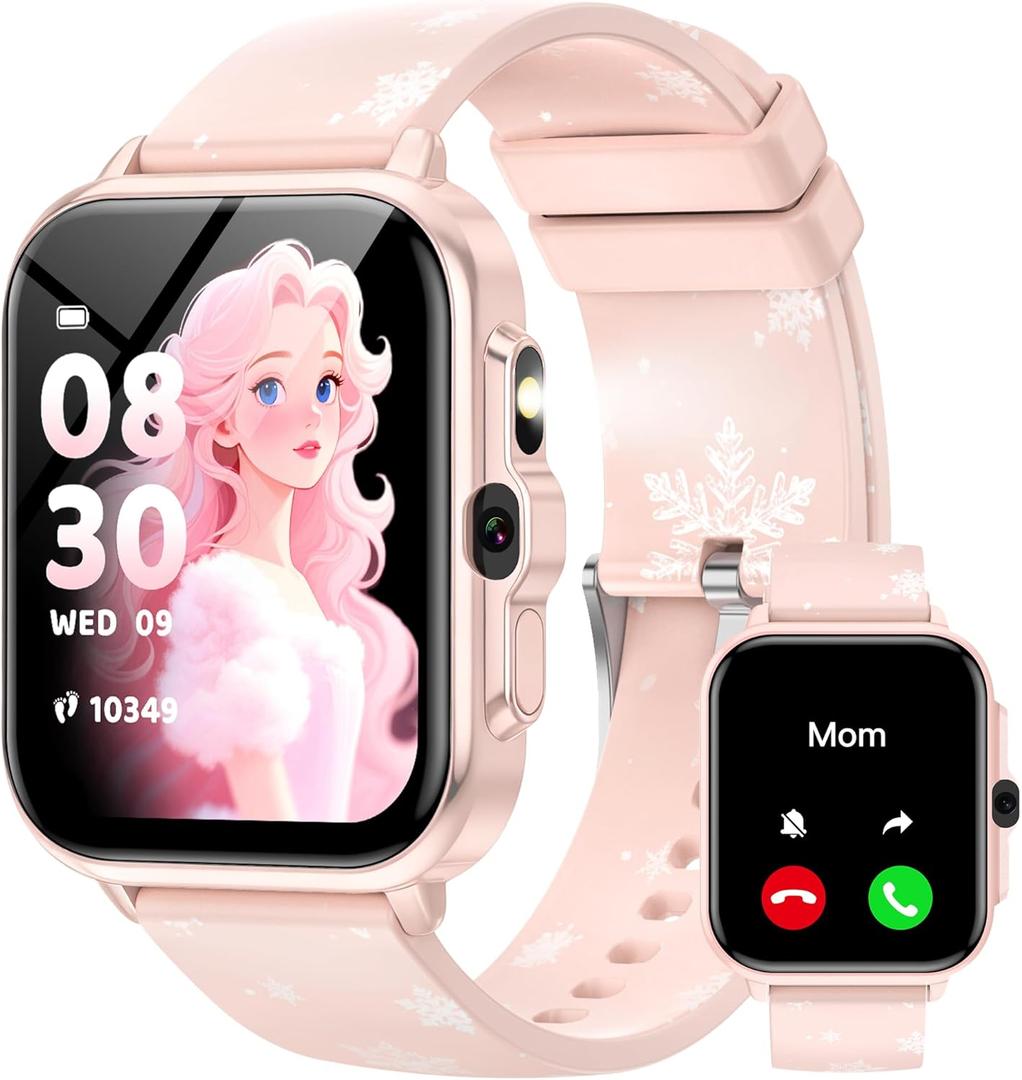 Smart Watch for Kids Boys Age 5-12, Ai Functions Games HD Touch Screen Watches with Video Camera Music Player Pedometer Heart Rate Sleep Tracker Christmas Birthday Gifts for Girls (Pink, 1.85")