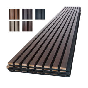 NeatiEase Wood Panels for Wall, 4-Piece 96" x 12.6" Soundproof Wood Slat Wall Panel for Interior Wall Decor Noise Cancelling, Wood Acoustic Wall Panels, Sound Absorbing Panel (Dark Walnut)