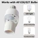 Light Socket Motion Sensor Light Switch Bulbs Socket - 1 Pack, E26/E27 Screw in Automatic Bulb Holder, Indoor Activated Lights for Garage, Basement, Storage Room