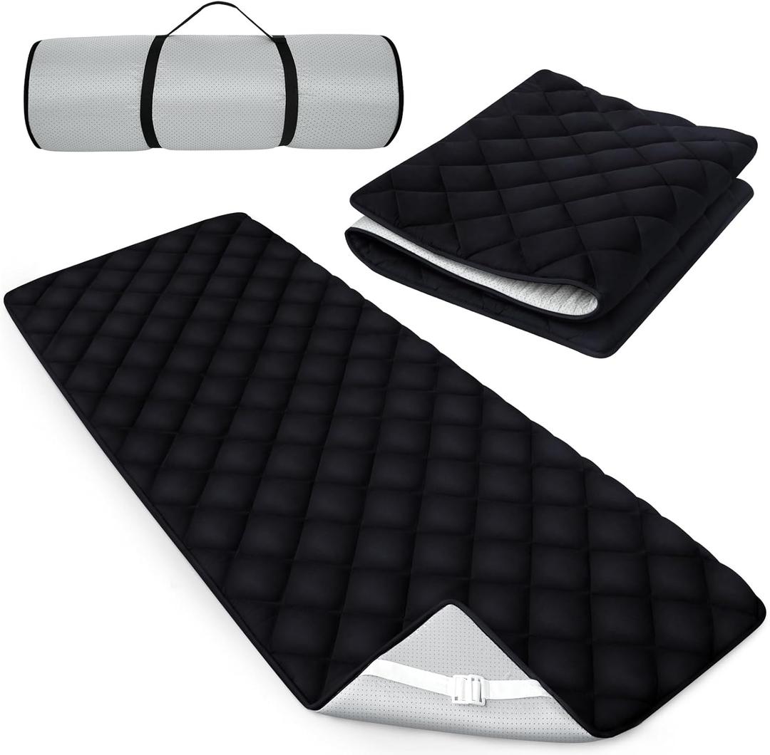 Quilted Foam Mattress Topper Pad, Non-Slip Super Soft Comfortable 75"x30", Cool Sleeping Pad for Camp Cot/RV Bunk/Narrow Twin Beds, Black