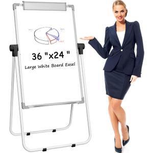 MaxGear Large White Board with Stand, 36" x 24" Big Double Sided Classroom Easel Dry Erase Board, Home Office Stand Flip Chart, Height Adjustable and 360 Degree Rotating Whiteboard (24"W x 36"H)