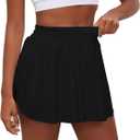 Tennis Skirts for Women Pleated Athletic Skort High Waisted Golf Skirts with Shorts Pocket Athletic Running Activewear (Black, M)