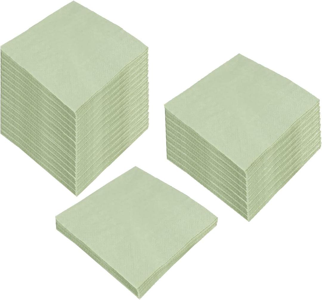 200 Pack Sage-Green Cocktail Napkin 2-Ply Dessert Napkins Folded 5 x 5 Inches Disposable Napkins for Dinner Wedding Birthday Party Bridal Anniversary Reception Event (200, Sage-Green)