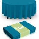 Smiry Disposable Table Cloth 3 Pack, 84 Inch Round Waterproof Plastic Tablecloth, Decorative Round Table Covers for Party, Birthday, Picnic, Aqua