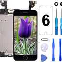 Brinonac for iPhone 6 Screen Replacement Black Touch Display LCD Digitizer Full Assembly with Front Camera,Proximity Sensor,Ear Speaker and Home Button Including Repair Tool and Screen Protector