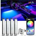 Yilaie Car Lights Interior, Multcolor RGB Interior Lights with APP Control and Music Sync, USB Under Dash Lighting Kit with Charger Dc 5v, Car Accessories for Women