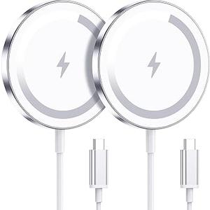 for Apple Mag-Safe Charger 2 Pack, Magnetic Wireless Charger for iPhone 17/17 Pro/17 Pro Max/Air/16 15 14 13 12 Pro Max Plus mini, Charging Pad for Airpods Pro 3 2,Strong Magnet, Silver