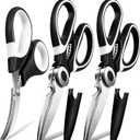 Kitchen Scissors All Purpose 3 Pack - Heavy Duty Stainless Steel Cooking Shears for Cutting Meat, Food, Fish, Poultry Multipurpose Sharp Sissors for Dishwasher Safe (Black & White)