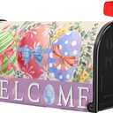 Happy Easter Mailbox Covers Magnetic Spring Welcome Outdoor Mailbox Cover Standard Size 21" X 25.5" Easter Watercolor Eggs Holiday Mailbox Wrap Post Letter Box Cover Decorative for Home Garden Yard