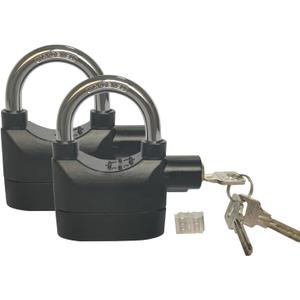 Alarm Lock 110dba Universal Security Alarm Lock System Anti-Theft for Door Motor Bicycle Padlock with 3 Keys (2PCS) (Short cross-beam alarm lock)
