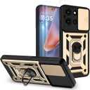 for Moto G 2025 CaseMoto G 2025 Phone Case with 2PC Screen Protector,Sliding Camera Cover and Multi Angle Stand for Moto G 5G 2025 Case,Gold