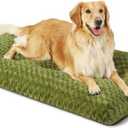 KSIIA Washable Dog Bed Comfy Dog Crate Pad Deluxe Plush Pet Bed Non-Slip Kennel Pad for Jumbo Dogs, 47" x 29", Green