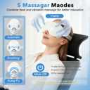 Eye Massager with Heat and Cooling for Migraines 14 Massage Nodes for Eye Strain Relief, Rechargeable Bluetooth Music, Improve Sleep,Eye Strain Relief, Birthday Gifts for Women and Men(White)
