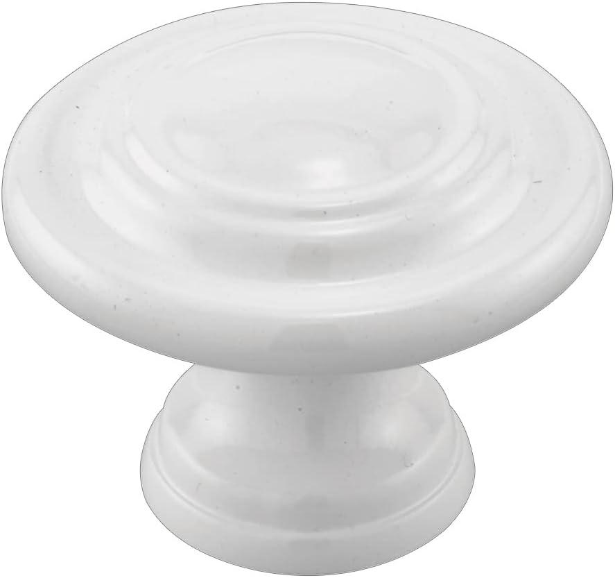 Prime-Line N 7439 Bi-Fold Door Knob  Wide Base, Large Diameter Door Knob For Easy Gripping, Replace Old or Unsightly Knobs, 1-11/16 in. Outside Diameter, Diecast, Classic White Finish (Single Pack)