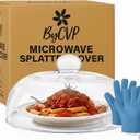 Glass Microwave Splatter Cover 10 Inch Borosilicate Glass Food Cover with Handle, Includes Heat Resistant Gloves, Dishwasher Safe