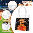 24 Pcs Basketball Clear Goodie Bag with Handles PVC Sport Theme Candy Treat Bags Bulk for Sports Team Gifts Birthday Party Favors, 8 x 8 x 3.15 Inches
