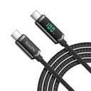 SOOPII 10FT 100W PD Fast Charging USB C to USB C Cable, Nylon Braided Type-C Cable with LED Display for Phones, Tablets, Laptops