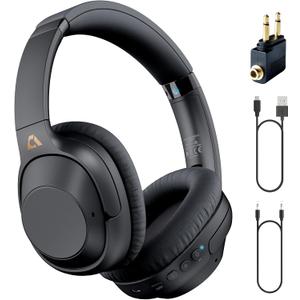 YMOO Bluetooth 5.2 Hybrid Active Noise Cancelling Headphones for Airplane Travel, Wired and Wireless ANC Headphones, 75H Playtime Over Ear Headphone, Bluetooth Headset with Mic for Adults (Y7)