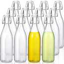 Aoriher 12 Pcs 25 oz Swing Top Glass Bottles 750 ml Glass Bottles with Caps for Home Brewing Kombucha Homemade Juices Beer Water Oil Vinegar Soda Syrup Kefir Beverages (White)