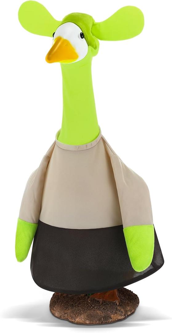 Porch Goose Costume Fits Large 23" H Statue Lawn Garden Goose Costume for Concrete Statue Garden Yard Patio Outdoor Cement Geese Decoration