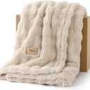 Bedsure 3D Fleece Bubble Blanket for Couch - GentleSoft Beige Throw Blanket for Sofa Bed Room Decor - Luxury Soft Cozy Gifts for Women, Lightweight, All Seasons, Beige, 50"x60"
