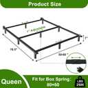 EMODA 7 Inch Queen Bed Frame for Box Spring and Mattress, 9 Legs Support Metal Bed Base, Tool-Free and Easy Assembly, Black
