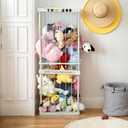 FUIN 58.46" Stuffed Animal Zoo Storage Cage, Large Wooden Stuffed Animal Jail Organizer for Plushies and Squishmallow, Durable Corner Stuffed Animal Tower Holder Display, White