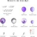Pateeha Purple Balloon Arch Kit 140Pcs Lavender Balloons Garland Kit Butterfly Baby Shower Decorations Metallic Silver Lilac Balloons 12Pcs Butterfly Stickers for Birthday Party Decorations