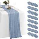 8 Pack Dusty Blue Cheesecloth Table Runners 20x120 Inch Gauze Table Runner Cheese Cloth 10FT Blue Table Runner Rustic Sheer Runner for Wedding Baby Shower Birthday Party Table Decor