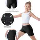 Girls Athletic Shorts High Waisted Tagless Kids Bike Dance Yoga Volleyball Gym Cheer Running Workout Spandex Shorts 9-10Y (Black)