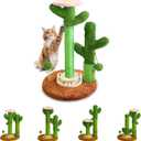 2026 New DIY 9+ Installation Styles Cactus Cat Scratching Post with Self-Grooming Brush and Ball Toy | Modular Sisal Cat Scratching Post for Indoor Cats and Kittens, Customizable Cat Furniture (42")